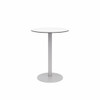 Kfi Eveleen Series 30" Round Outdoor Bar Height Table, White Top, Silver Frame