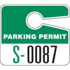 Plastic Parking Permit Tags, With Jumbo 1 Numbers, Green, Package Of 100
