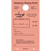 Temporary Parking Tag, Large Instructions, Salmon, 4-1/4x7-3/4, Package Of 100
