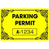Parking Permit Static Cling, Border Design, Yellow, 3 X 2, Package Of 100