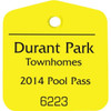 Pool Pass Tag, Yellow, 1-3/4 X 1-7/8, Package Of 100