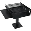 Bi-Level Pedestal Grill W/ Shelf & In Ground Post, 1008 Sq. In., Black