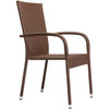 Patio Sense Morgan Stacking Resin Wicker Outdoor Dining Chair In Mocha