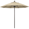 California Umbrella 9 Ft. Bronze Aluminum Patio Umbrella W/ Fiberglass In Antique Beige Sunbrella