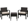 Patio Sense Bern 3-Piece Wicker Patio Conversation Set W/ Beige Cushions