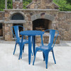 Carnegy Avenue Blue 3-Piece Metal Round Outdoor Bistro Set