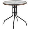 Carnegy Avenue Clear Top/Dark Brown Rattan Round Metal Outdoor Bistro Table