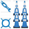 Mr. Chain 28" Sky Blue Reflective Traffic Cone And Chain Kit