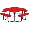Ultrasite 6' Square Portable Park Picnic Table, Rolled Edge, Thermoplastic Coated Steel, Red