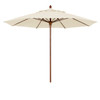 Fiberbuilt Bridgewater Natural Marine Umbrella With Teak Pole 8'