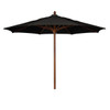 Fiberbuilt Augusta Black Marine Umbrella With Teak Pole 9'