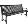 Ultrasite 6' Charleston Rendezvous Park Bench, Thermoplastic Coated Steel, Dual Mountability - Black