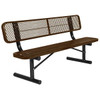 Ultrasite 6' Portable Park Bench, Thermoplastic Coated Steel, Diamond Pattern - Brown