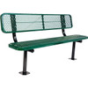 Ultrasite 6' Park Bench, Surface Mount, Thermoplastic Coated Steel, Diamond Pattern - Green