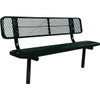 Ultrasite 6' Park Bench, In-Ground Mount, Thermoplastic Coated Steel, Diamond Pattern - Black