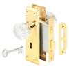 Prime-Line Mortise Keyed Lock Set With Glass Knob, 2" Outer Diameter, Brass E 28336