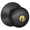 Schlage F Series Knob Set 622, Non-Handed, Flat Black Coated Finish F51A PLY 622