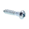 Wood Screws, Round Head, Phillips , Zinc, Package Of 50