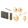 Defender Security Horizontal Trim Lock Set, 3-3/8in, Black Housing Brass Knobs