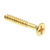 Wood Screws, Flat Hd, Phil Dr, #6 X 1in, Brass, Package Of 25
