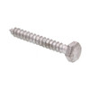 Hex Lag Screws, 1/4in X 2in, A307 Galv Steel, Package Of 100
