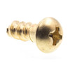 Wood Screws, Rd Hd, Phil Dr, #8 X 1/2in, Brass, Package Of 25