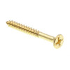 Wood Screws, Flat Hd, Phil Dr, #8 X 1-1/2in, Brass, Package Of 25