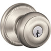 Schlage Georgian F Series Knob, Entry, Grade Aaa, Satin Nickel