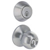 Shield Security Round Single Cylinder Deadbolt Lock And Entry Door Knob (Satin Chrome)