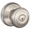 Schlage F-Series Lock F40 Privacy Georgian Knob (Satin Nickel)