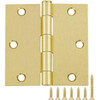 Global Door Controls 3 In. X 3 In. Plain Bearing Steel Hinges Square (Brass) (2-Pack)