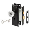 Prime-Line Mortise Keyed Lock Set With Glass Knob, 2" O.d., Matte Black