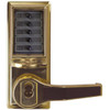 Dormakaba Cylindrical Lever Lock, Combination Entry, Key Override, Bright Brass
