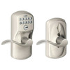 Schlage F Series Keypad Lever, Grade 2, Satin Nickel