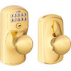 Schlage F Series Keypad Knob, Grade 2, Bright Brass