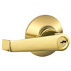 Schlage Elan F Series Lever, Storeroom, Grade Aaa, Bright Brass