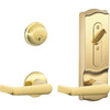 Schlage Rs 210 Series Interconnected Lock, 2.375/2.75" Backset, Grade 2, Bright Brass