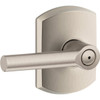 Schlage Broadway F Series Lever With Greenwich Trim, Privacy, Grade Aaa, Satin Nickel