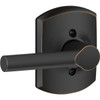 Schlage Broadway F Series Lever With Greenwich Trim, Non-Turning, Grade Aaa, Aged Bronze