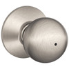 Schlage F-Series Lock F40 Privacy Orbit Knob (Satin Nickel)