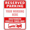 Semi-Custom Reserved Parking Sign, Red Reflective, 12 X 18"