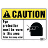 Hy-Ko "Caution Eye Protection A Must" Sign, Polyethylene, 14 X 10", Package Of 5