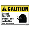 Hy-Ko "Caution" Eye Protection" Sign, Polyethylene, 14 X 10", Package Of 5