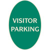 Visitor Parking Oval Designer Sign, Ivory On Green, 12 X 18