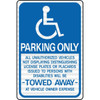 Hy-Ko "Handicapped Parking Only" Sign, 18 X 12",  Reflective Aluminum