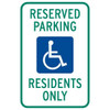 Residents Only Disabled Parking Sign, Reflective, 12 X 18