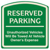 Reserved Parking Sign, Ivory On Green, Non-Reflective, 16 X 16