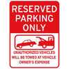 Reserved Parking Tow Away Warning Sign, Red Non-Reflective, 18 X 24