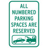 All Numbered Spaces Sign, Non-Reflective, 12 X 18 Inch