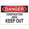 Brady "Danger Construction Area" Sign 10" H X 14" W Polystyrene